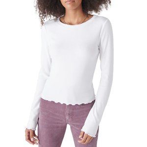 Lucky Brand Long Sleeve Ribbed Crew -White